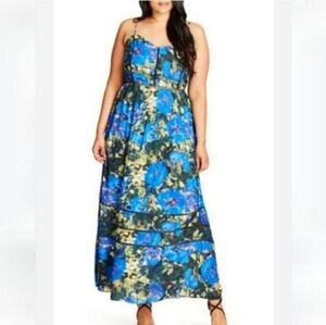 Nwot City chic STAIN GLASS PRINT MAXI DRESS IN PEACOCK